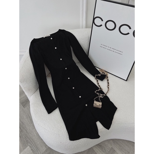 ĐẦM ÔM BODY TÀ NÚT TAY DÀI