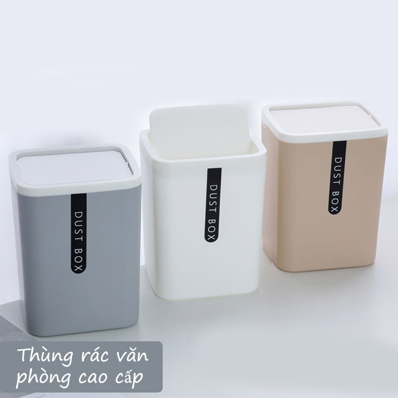 Thùng Rác Mini Để Bàn Văn Phòng, Bàn Học, Bàn Làm Việc - Nắp Lật Dễ Thương ( HÀNG CAO CẤP)