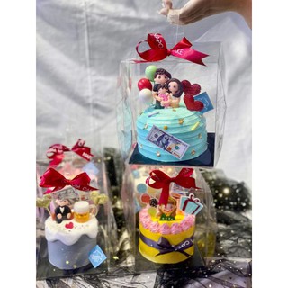 HỘP NHỰA MINI 15x15cm Đựng Bánh trong suốt Hộp đựng Bánh Bento 16cm quai xách và cửa kính trên
