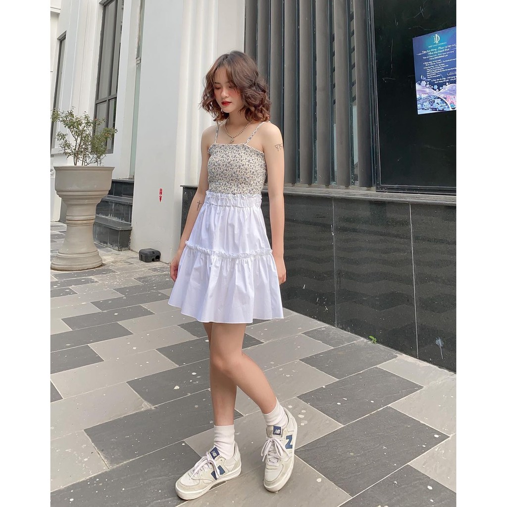 CHÂN VÁY XOÈ 2 TẦNG Chữ A Lưng Cao Đen Trắng Korea Style - VÁY NGẮN NỮ CHẤT ĐŨI Kèm Lót | BigBuy360 - bigbuy360.vn