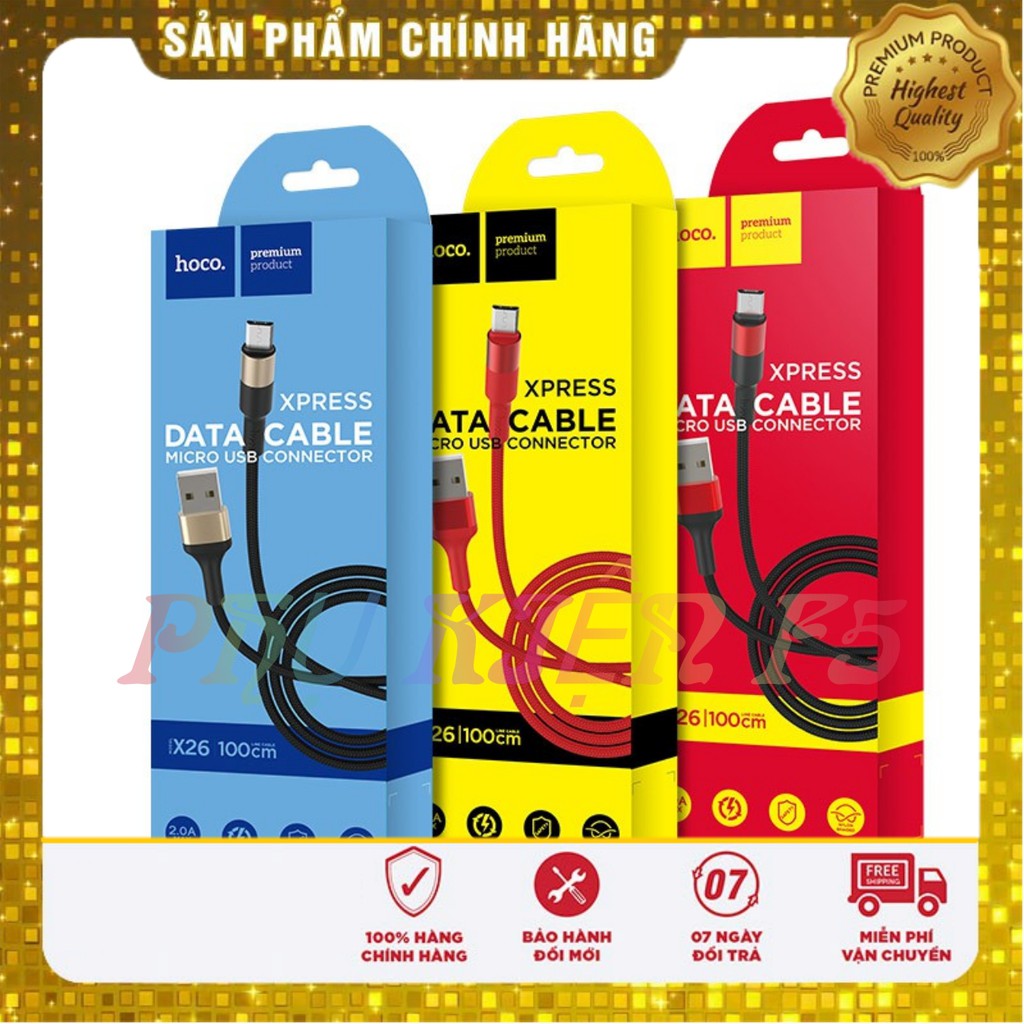 Cáp sạc 3 đầu HOCO X26 dài 1m/2m 🌟Hỗ Trợ Tất cả Cổng Sạc in/out - Bảo Hành Chính Hãng.