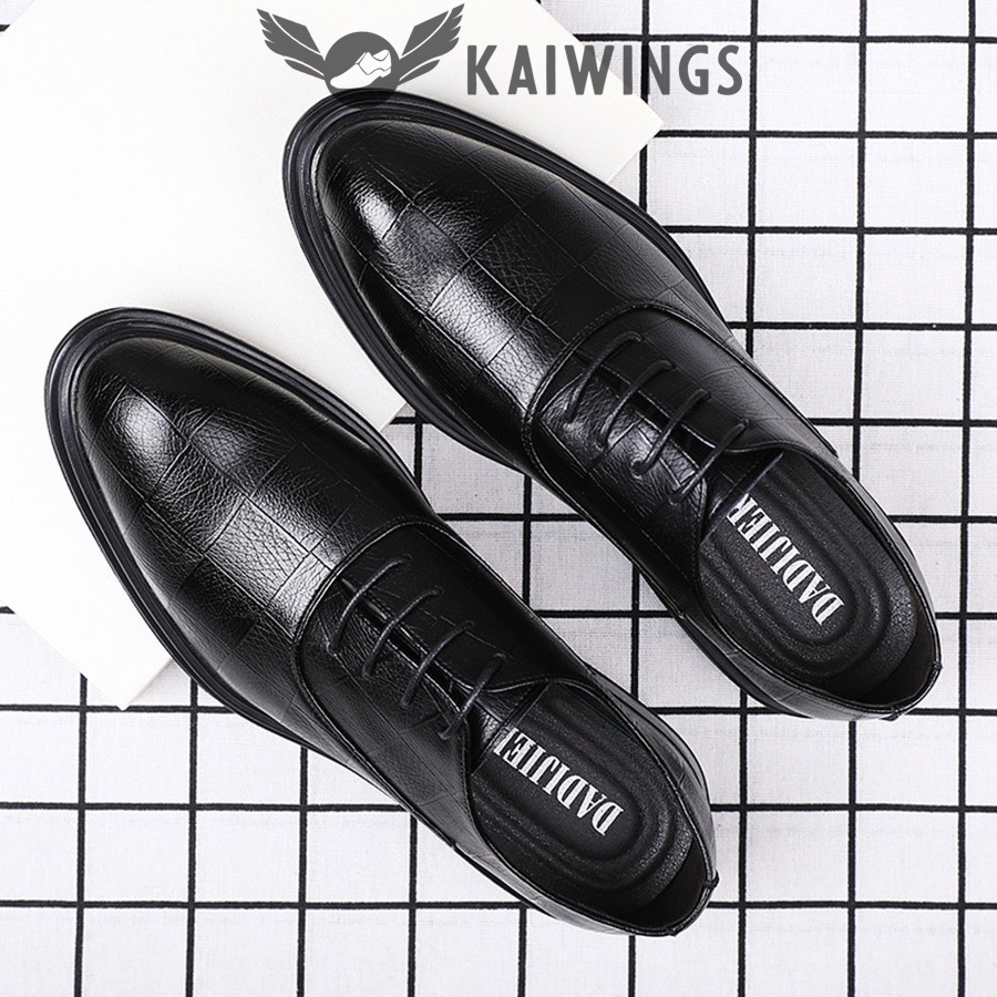 Giày Da Nam Buộc Dây Công Sở Cao Cấp KAIWINGS Giày Nam Đẹp Da Bò Hàn Quốc GNK15