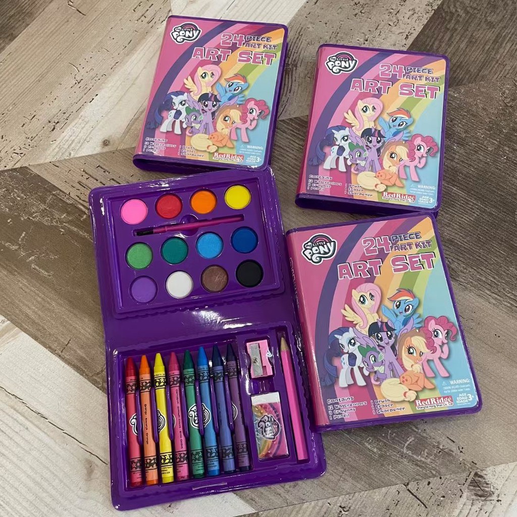 HỘP SÁP MÀU VÀ MÀU NƯỚC CAYABE NGỰA LITTLE PONY CHO BÉ THA HỒ VẼ 24 MÓN