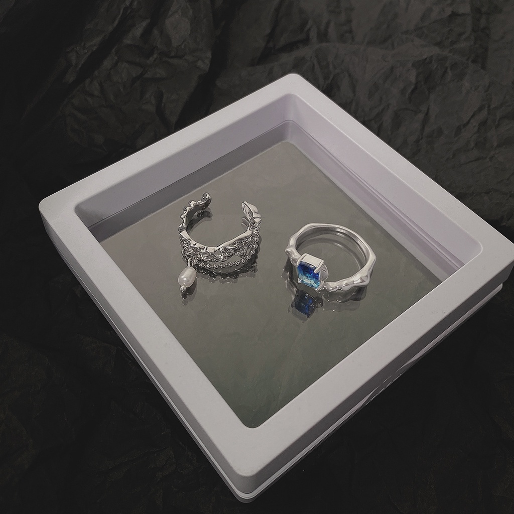 Nhẫn Tua Rua Đính Đá Ngọc Trai Màu Xanh Dương Sang Trọng Thời Trang Cho Nữ