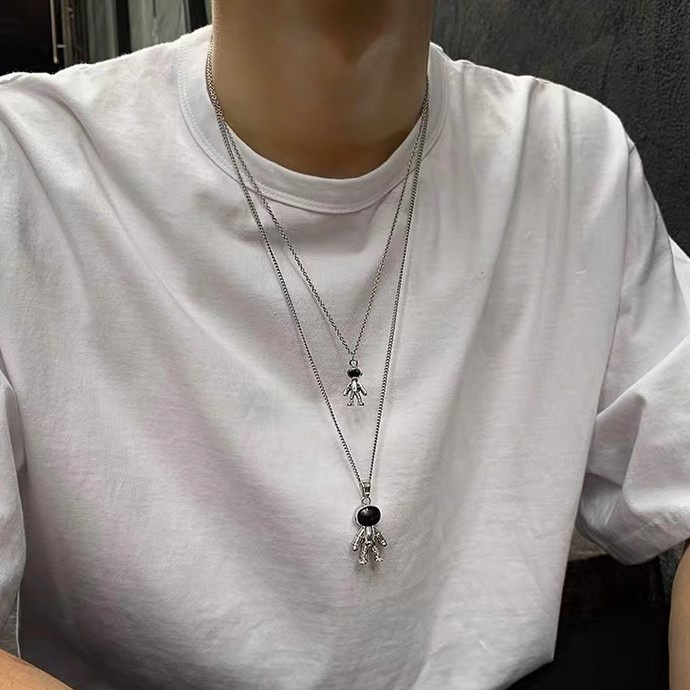 Dây chuyền mặt hình phi hành gia phong cách hip hop dành cho cặp đôi