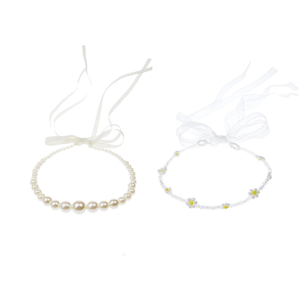 Vòng Cổ Choker Phối Ren Đính Ngọc Trai Trắng Thời Trang Cho Nữ