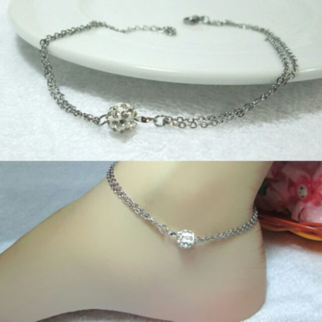 Lắc chân Inox trái châu thời trang phong cách Hàn Quốc