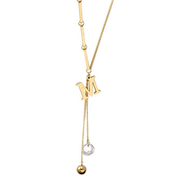 Vòng cổ Thép Titan Mặt Chữ M Thời Trang Cho Nữ