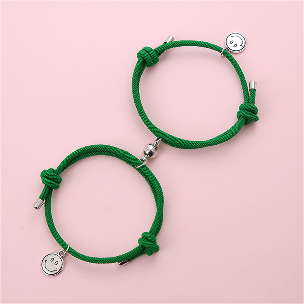 Set 2 vòng tay cặp mặt hình mặt cười nam châm 10 màu tuỳ chọn