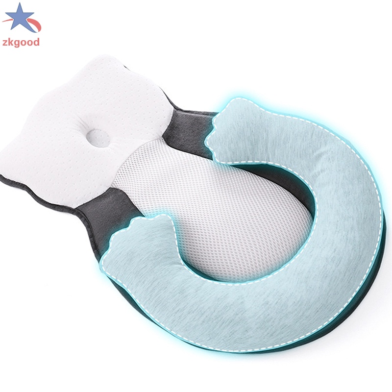Portable Baby Mat Prevent Flat Head Syndrome for Comfortable Sleep with 3D Mesh Pillows for Newborn Sleeping