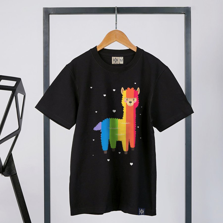 Áo Thun Phông Unisex In Hình Ngựa Llama Dễ Thương Cute Cầu Vồng Bày Màu Big Size Form Dáng Rộng Local BrandKK6010