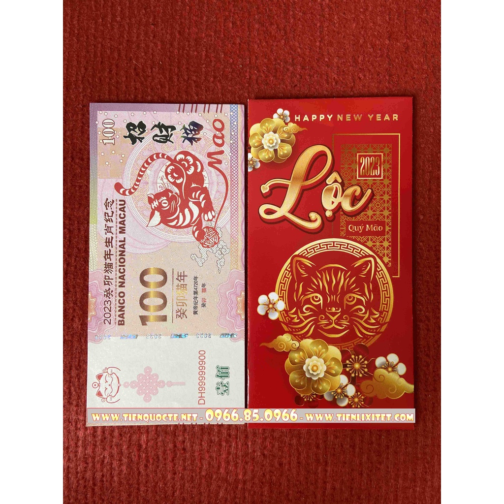 [QUÀ TẾT 2023] Tiền Con Mèo Kỷ Niệm Macao 100 patacas Lì Xì Tết