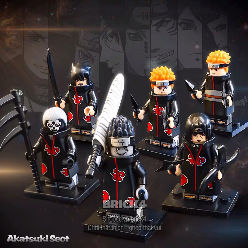 Minifigures Akatsuki Sect trong Anime Naruto - đồ chơi mô hình lắp ghép non-lego