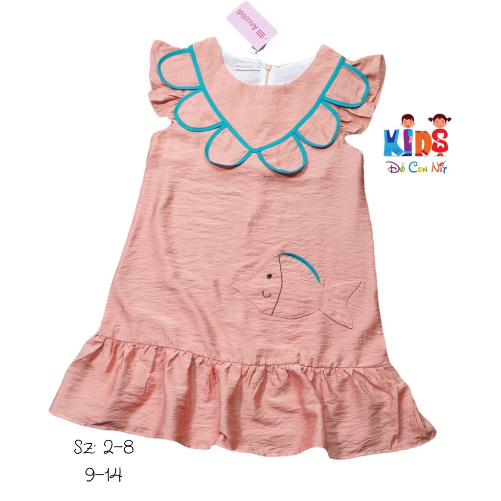 (20-40 ký) Đầm tơ túi hình con cá thiết kế xinh xắn cho bé gái - Váy bé gái