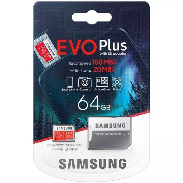 Thẻ nhớ Samsung Micro SDXC 64GB 100/20MB/s + Tặng Đầu đọc thẻ + Adapter