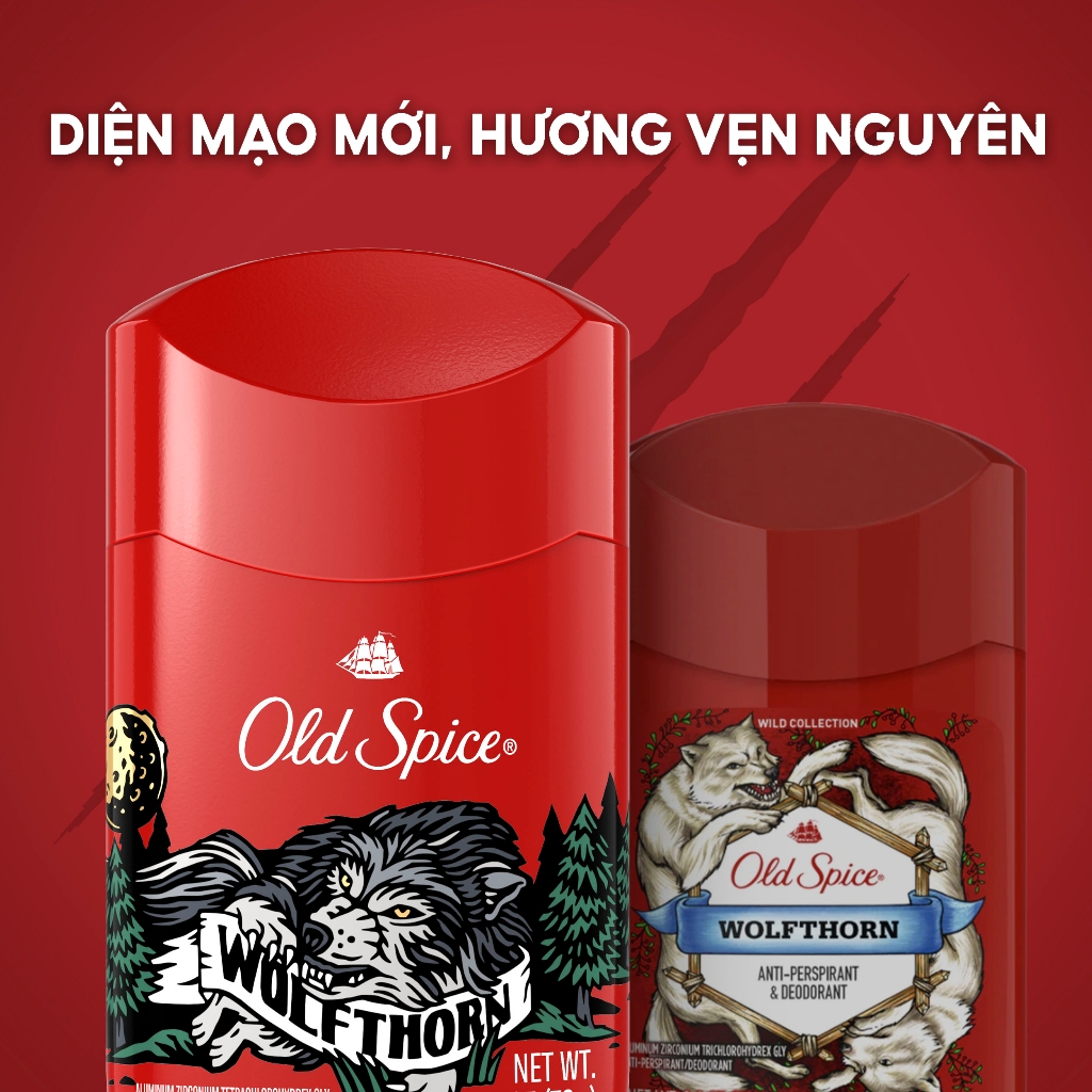 Sáp khử mùi và giảm tiết mồ hôi Old Spice Wolfthorn 73g