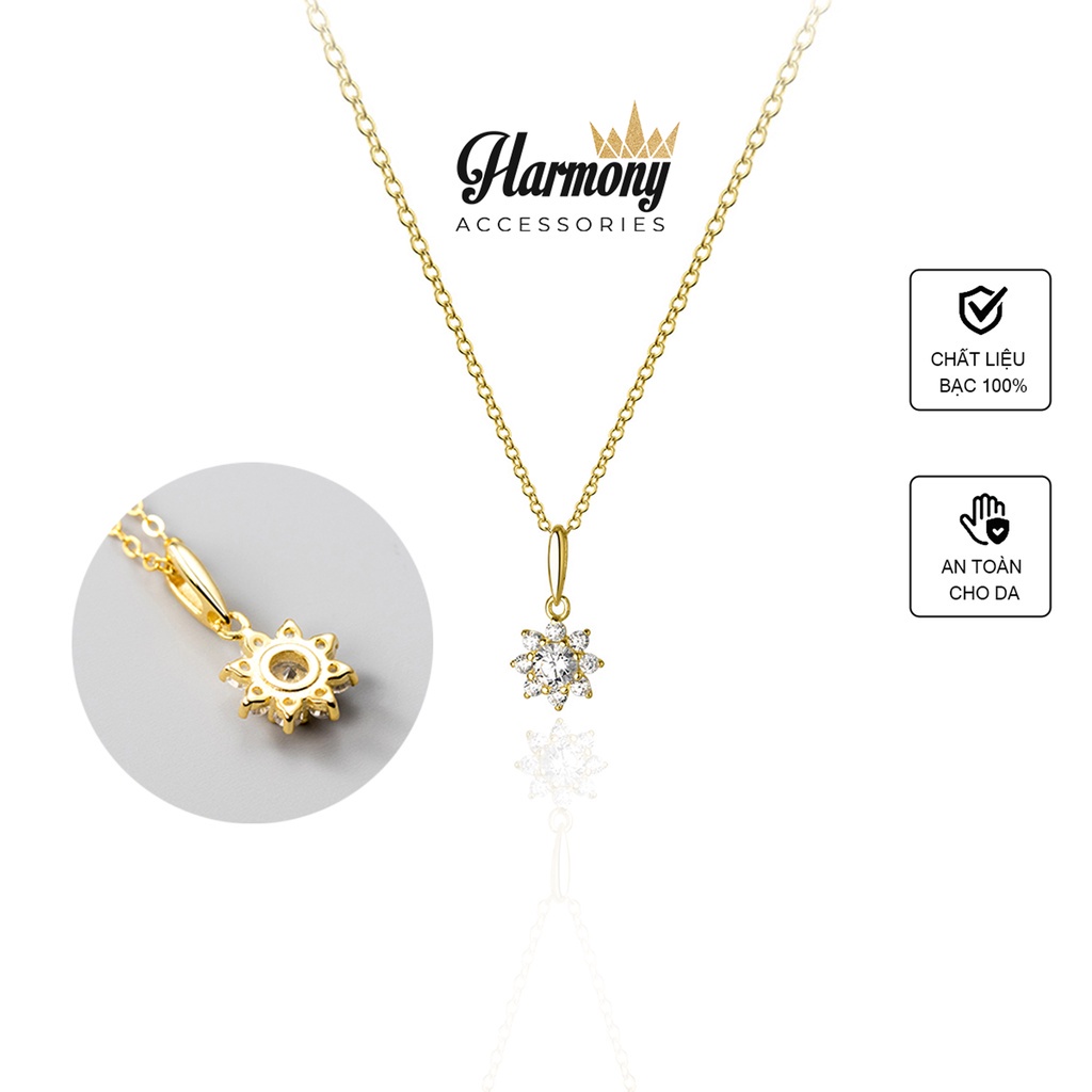 Dây chuyền bạc vòng cổ nữ mạ vàng hình bông tuyết đính đá xinh xắn | HARMONY ACCESSORIES VC49