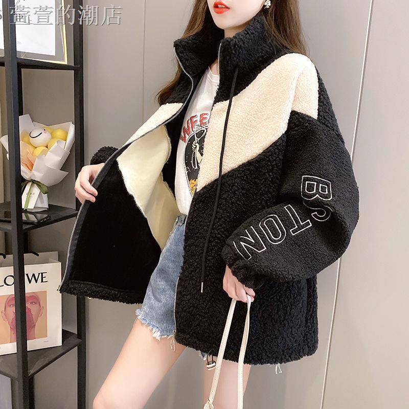 Áo Khoác Len Cashmere Cổ Đứng Phối Khóa Kéo Thời Trang Thu Đông Cho Nữ