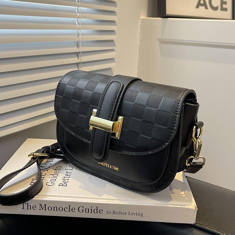 IELGY Túi Đeo Chéo Màu Sắc Tương Phản Họa Tiết Sọc Caro Cho Nữ