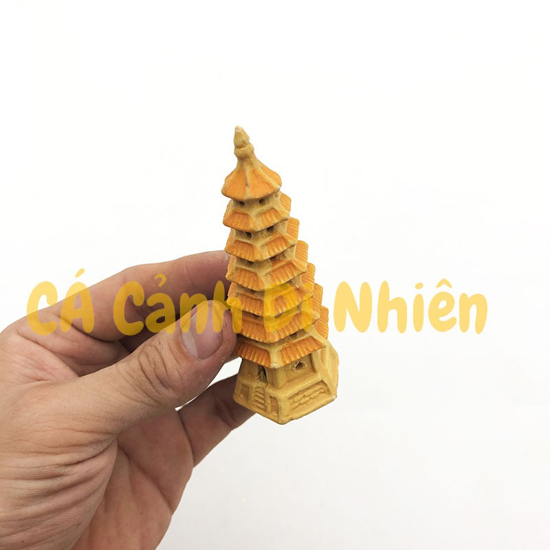 Tháp 7 Tầng làm tiểu cảnh trang trí hồ bể cá, hòn non bộ size 9 cm
