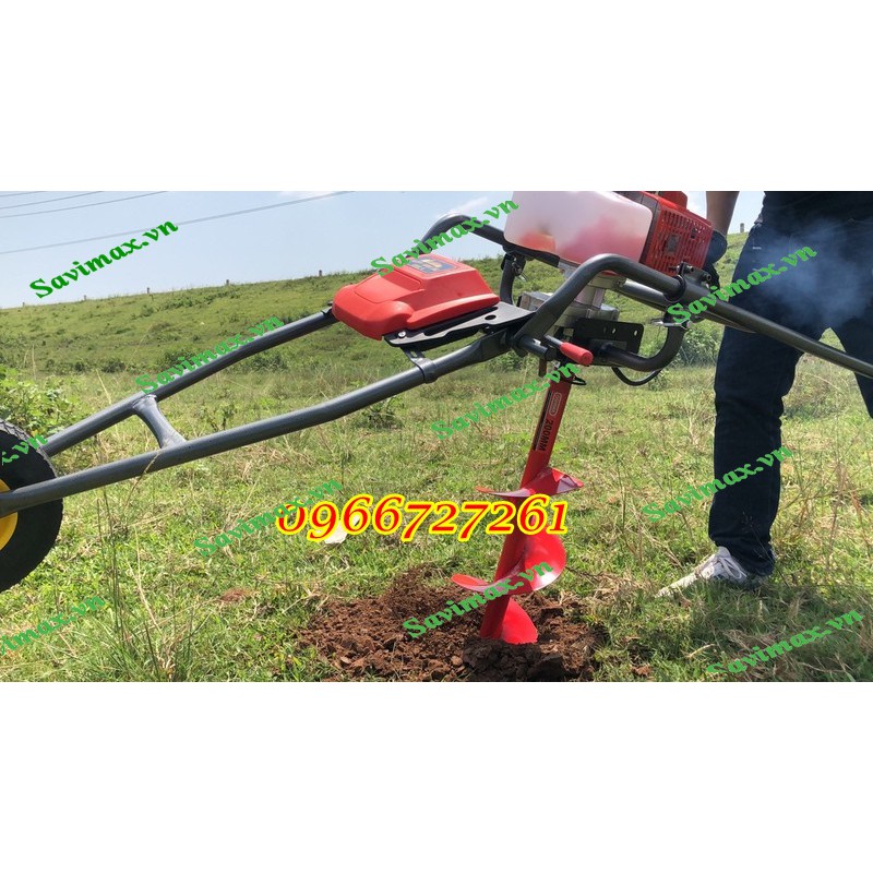 Máy khoan đất trồng cấy có bánh xe cải tiến thương hiệu Nhật Bản có bánh xe đẩy tặng kèm mũi khoan