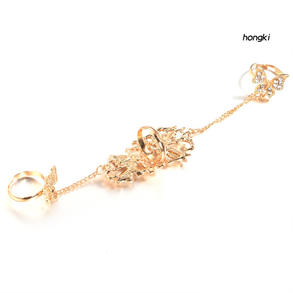 Nhẫn hở hình bướm đính đá phong cách thời trang cho nữ