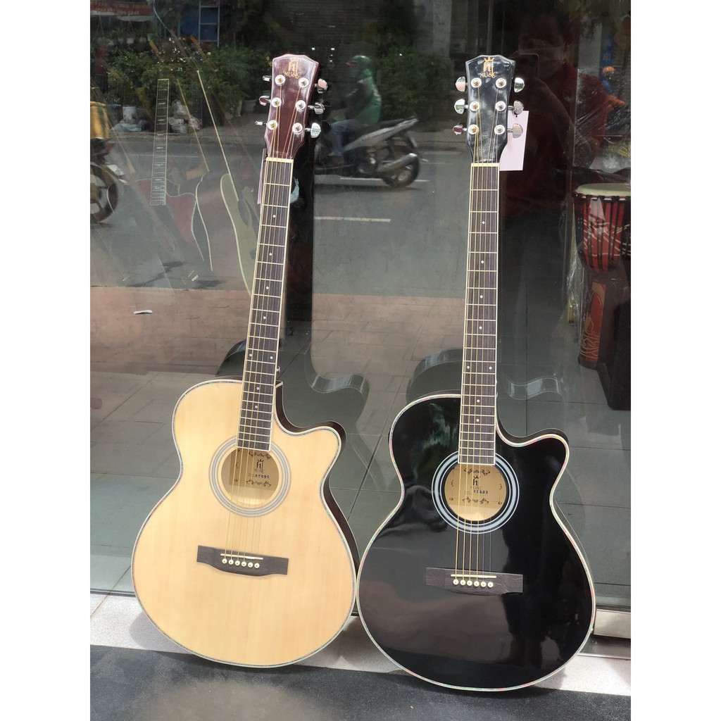 Guitar Acoustic dáng mỏng HTMUSIC có EQ, tặng kèm phụ kiện