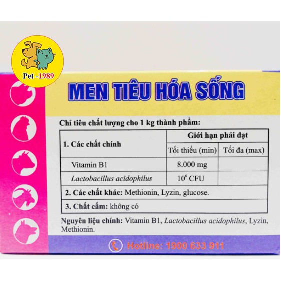 Hộp Men tiêu hóa sống cho chó mèo Pharbiozym gia súc gia cầm ( hộp 25 gói ) Pet-1989