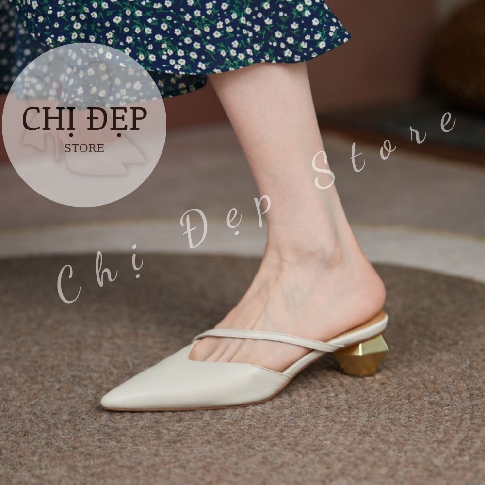 Giày cao gót bít mũi gót lục giác 5 phân, sandal cao gót mũi nhọn gót lục giác 5cm Chị Đẹp Store mã M92( form nhỏ)