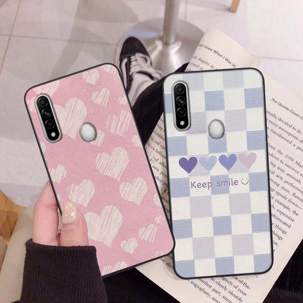 Ốp Oppo A31 caro trái tim cá tính, thời trang siêu đẹp, siêu phong cách