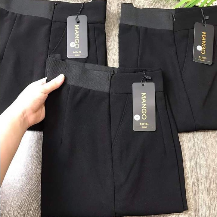 Quần tây nữ lưng thun cạp chun sau cao khóa sườn kéo hông màu đen mềm dáng đứng dài Quần vải nữ công sở mặc làm đi học