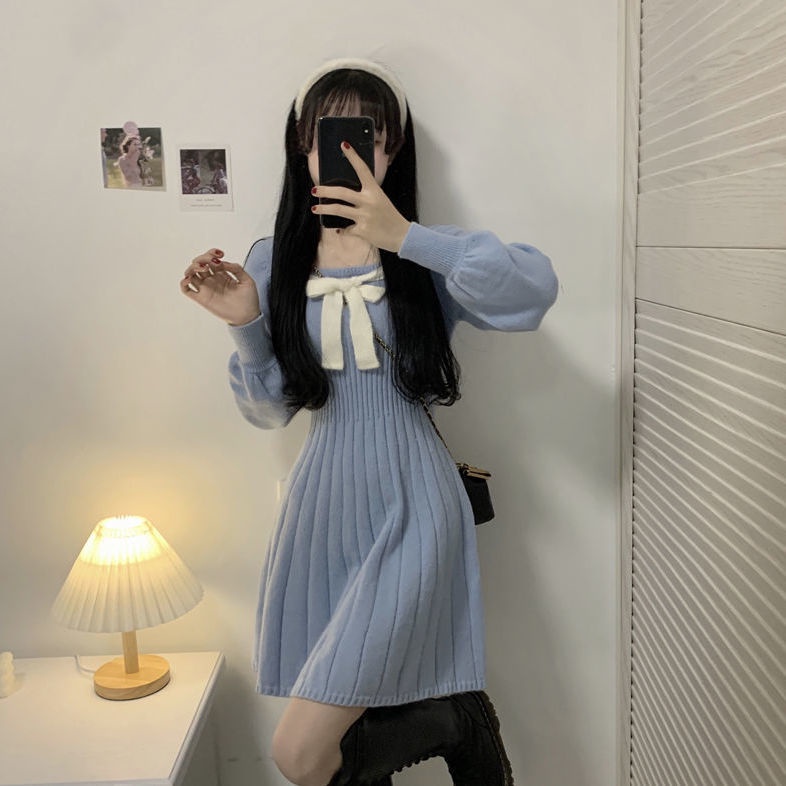 Đầm sweater nữ dệt kim thiết kế mới thời trang mùa xuân 2021