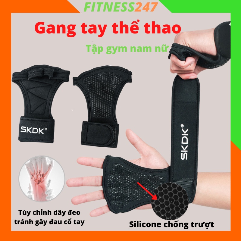 Găng Tay Tập Gym Hở Ngón, Bao Tay Tập Tạ Chống Trượt Kết Hợp Cuốn Cổ Tay Cao Cấp, Phụ Kiện Tập Thể Thao Siêu Bám Nam Nữ