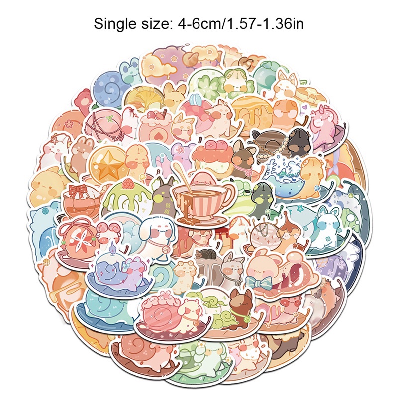 Bộ 50 Miếng Dán Chống Thấm Nước Họa Tiết Ốc Sên Hoạt Hình Dùng Trang Trí Vali / Laptop / Guitar