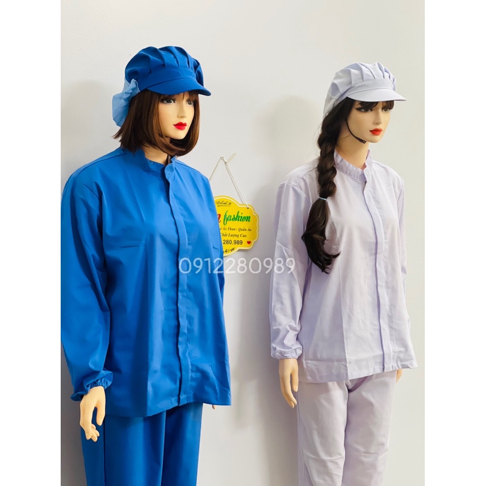 Đồng phục ngành thực phẩm, thủy sản vải kaki dài tay _ Hình chụp thật