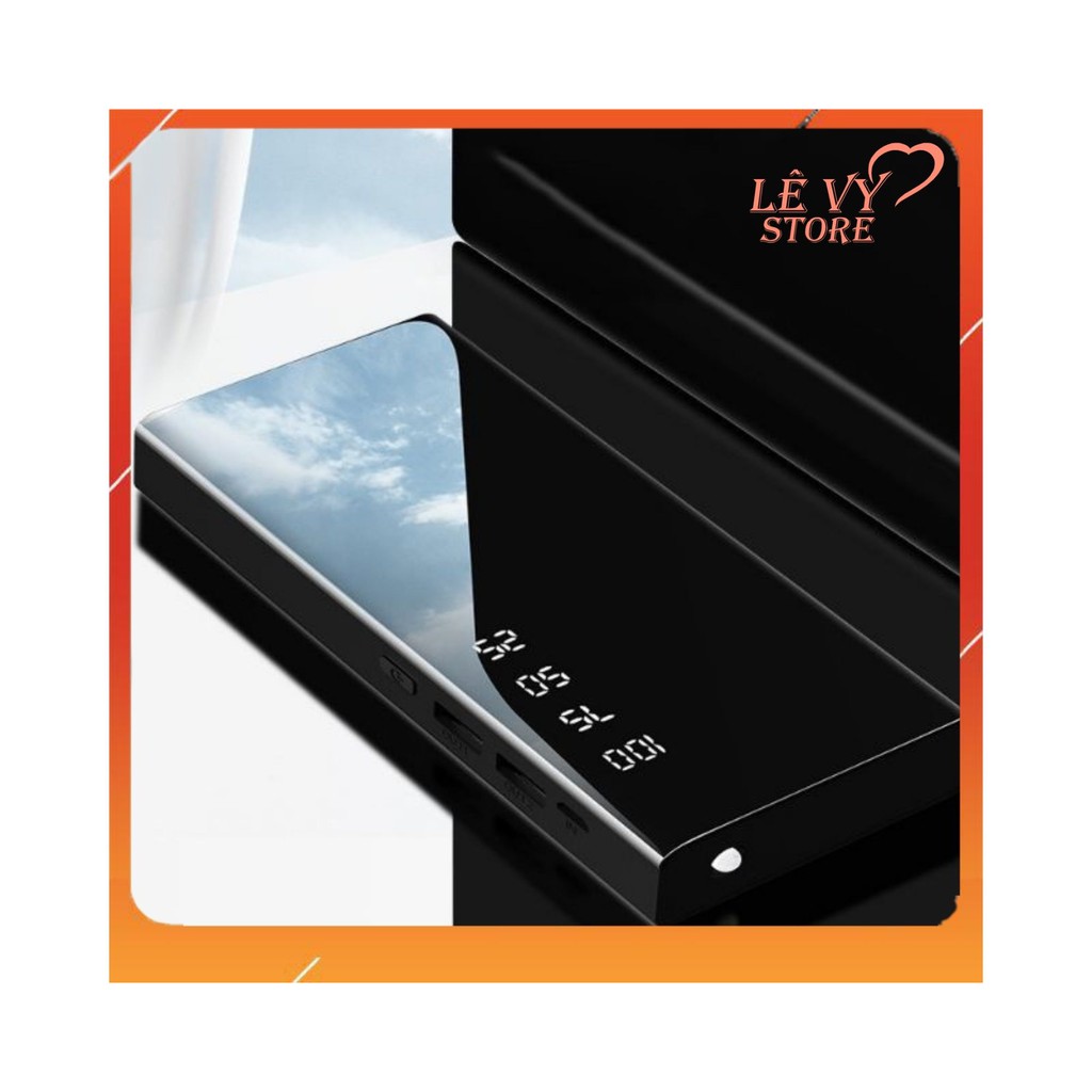 Sạc dự phòng 20.000 mAh🎁🎁 Tích Hợp Sạc Nhanh Fast Charge Mặt Kính Đen hiển phần trăm thị pin, 2 cổng USB