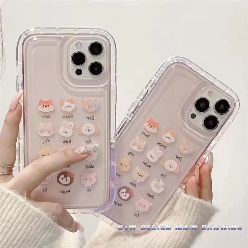 Ốp Điện Thoại Mềm Trong Suốt In Hình Đầu Động Vật Hoạt Hình Cho iPhone 13 12 11 Pro MAX IX XS MAX XR