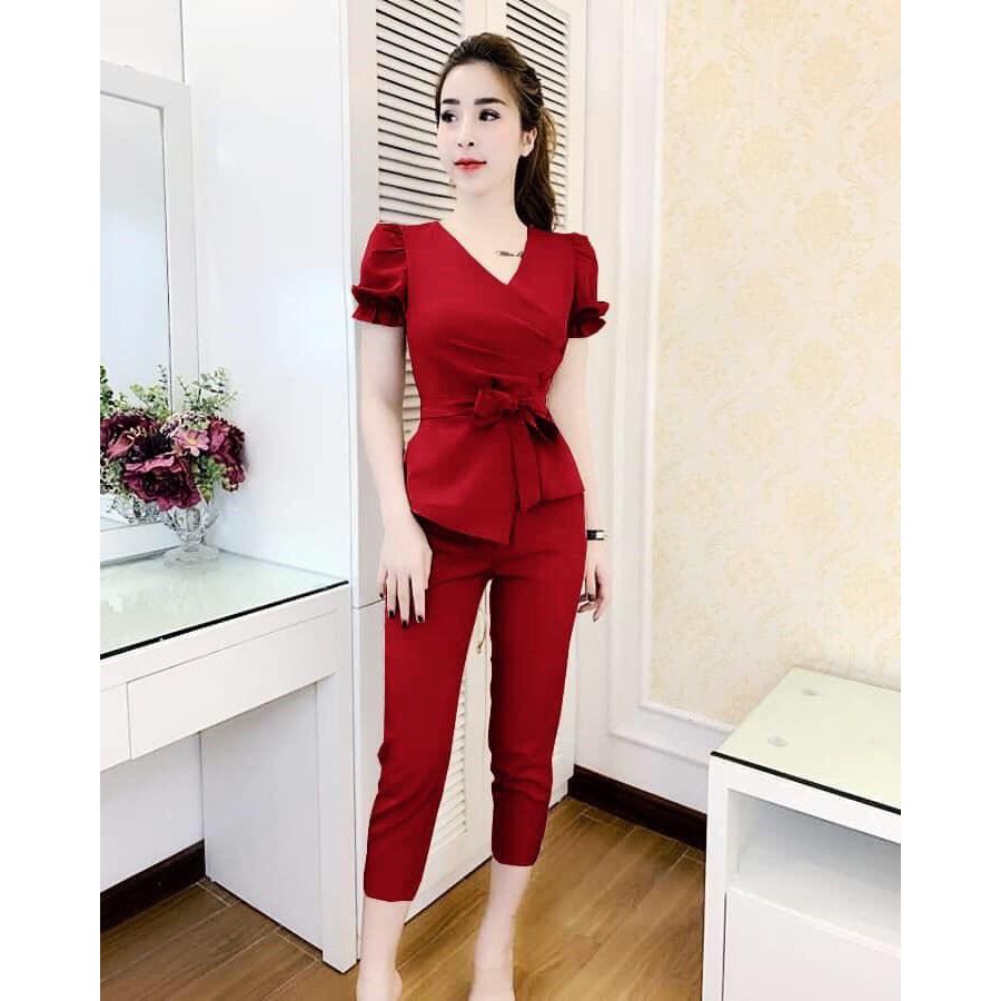 Đồ Bộ Cát Hàn Nữ Tay Bồng Eo Thắt Nơ Thanh Lịch Cho Nữ Đi Làm, Đi Chơi | BigBuy360 - bigbuy360.vn