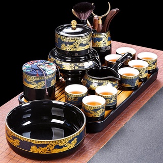 Bộ ấm trà Kungfu sang trọng nhẹ bộ gia dụng trọn bộ kèm khay trà di động lười bán tự động ấm trà tách trà cao cấp