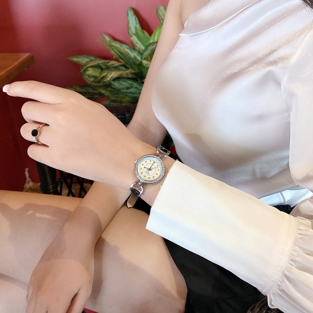 Đồng hồ nữ Julius Hàn Quốc JA-846 nhỏ xinh dây da (Đen) | BigBuy360 - bigbuy360.vn