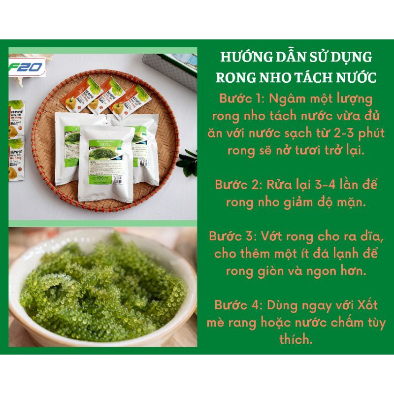 Rong nho tách nước gói 30gr. Nở ra gấp 3 lần rong nho tươi