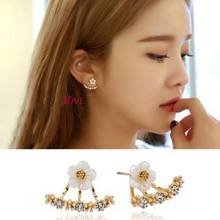 Khuyên tai hoa nhí bông tai trang sức phụ kiện nam nữ phong cách Hàn Quốc dễ thương xi bạc