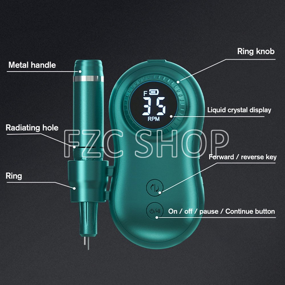 Máy Mài Móng Tay điện cầm tay 35000RPM Máy mài lớp biểu bì móng tay Salon chuyên nghiệp Máy đánh bóng móng tay Bộ dụng cụ làm móng