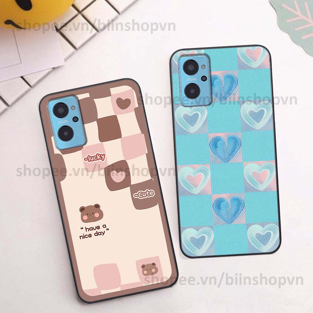 Ốp Realme 9i caro trái tim nhiều màu sắc, đầy cá tính, khẳng định phong cách