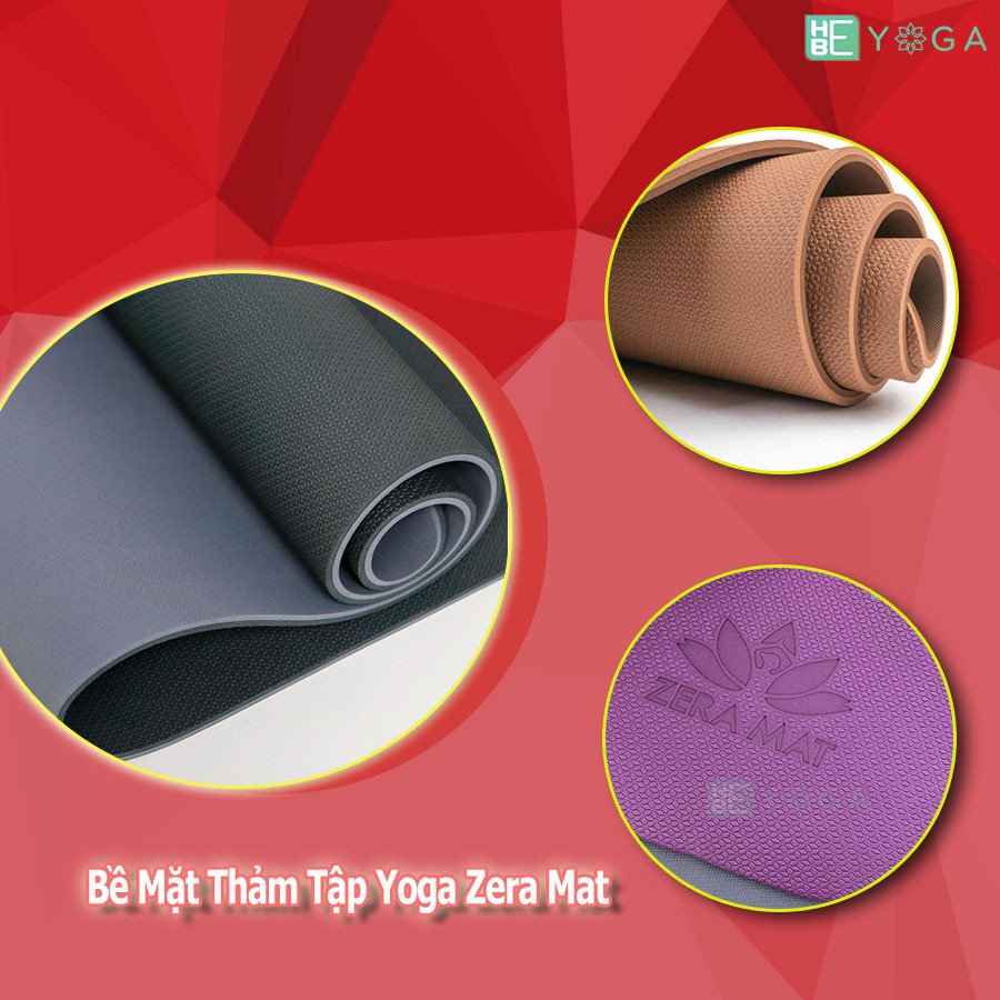 Thảm Tập Yoga Hebeyoga Zera Mat TPE 8mm 2 Lớp Cao Cấp Tặng Kèm Túi Và Dây