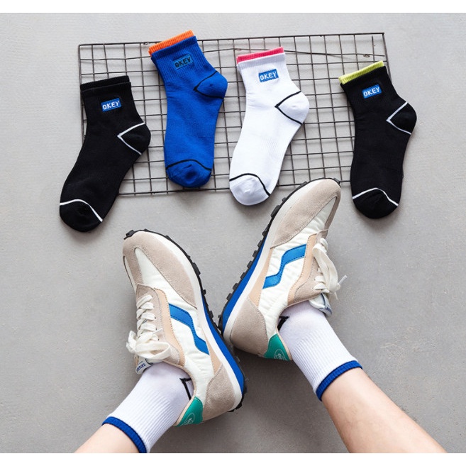 Vớ Unisex chữ OKEY cổ lửng nhiều màu, phong cách thể thao, năng động.