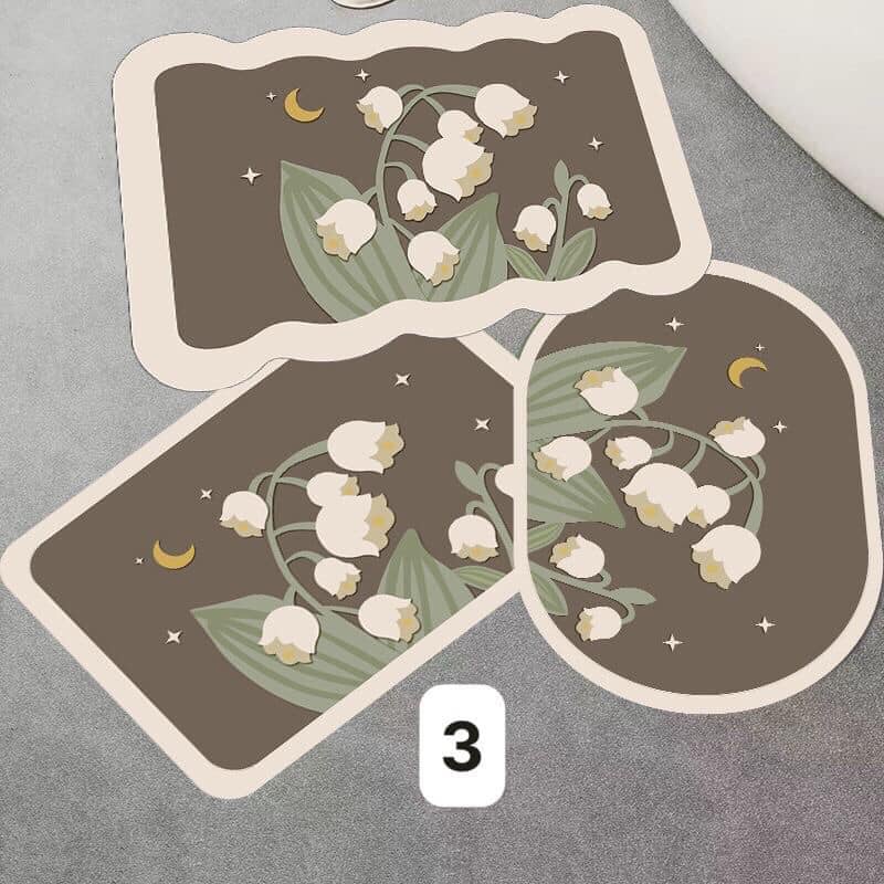 Combo 3 thảm lau chùi chân thấm nước chống trượt mix 3 hình decor phòng xinh KT 40X60 cm