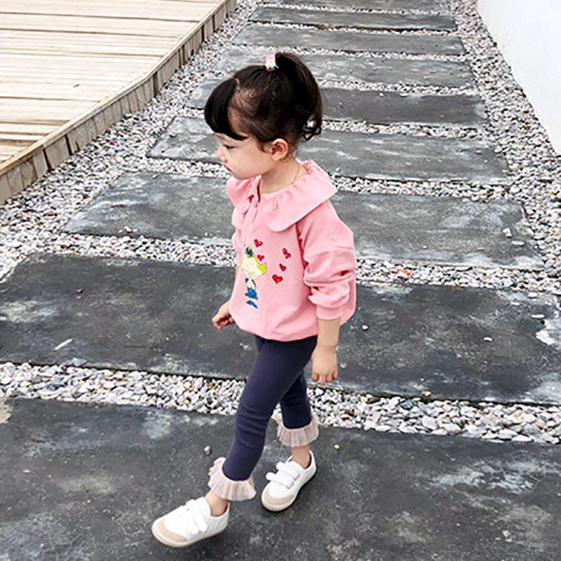 Quần legging cotton phối ren lưng thun cho bé gái
