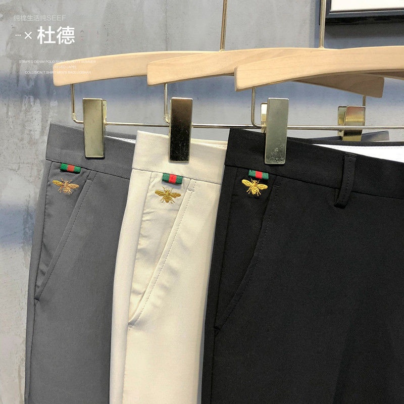 Quần Dài Dáng Ôm Không Ủi Thêu Họa Tiết Chú Ong Thời Trang Mùa Hè Cho Nam