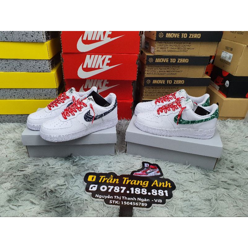 Giày Nike Air Force 1 - Paisley đen & xanh